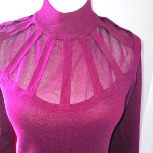 Tahari ASL Rich Burgundy Knit Top